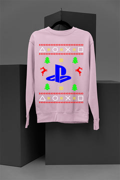 UGLY Retro PlayStation Logo Christmas Sweatshirt | Holiday Gamer Gift | Vintage Video Game Xmas Sweater