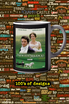 Pride and Prejudice 11oz Mug | TV Show Poster Design | Mr. Darcy and Elizabeth | Gift for Fans | Unique Home Decor