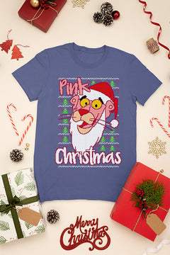 KIDS UGLY Pink Panther Pink Christmas Shirt | Retro Kids Christmas Tee | Vintage Cartoon Ugly