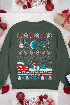 UGLY Galactic Festivities Star Wars Navideño Christmas Sweatshirt | Jedi Holiday Cheer | Sithmas