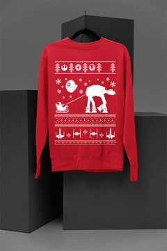 UGLY Galactic Sleigh Star Wars Christmas Sweatshirt | Retro Sci-Fi Festive Sweatshirt | Vintage