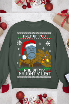 UGLY: Thanos Naughty List Sweatshirt | Marvel Universe | Christmas | Infinity Gauntlet Era