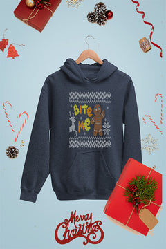 KIDS UGLY: Bite Me Gingerbread Ugly Christmas Hoodie | Kids Christmas Ugly