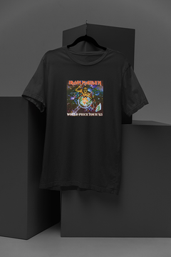 Iron Maiden World Piece Tour 1983 | Vintage Band Tee Inspired by Heavy Metal Legends | 1980s Rock Music Fashion | Retro Iron Maiden Concert Shirt | Limited Edition Rock Band T-shirt | Iconic Iron Maiden World Piece Tour Merchandise | Iron