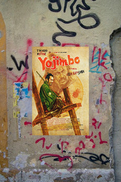 Yojimbo Toshiro Mifune | Samurai Movie Poster | Glossy Wall Art | Japanese Cinema Decor | Akira Kurosawa Artwork | Vintage Film Poster | Retro Samurai Aesthetic | Classic Japanese Film Decor