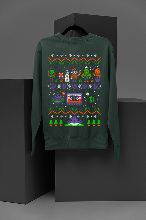 UGLY Retro Guardians of the Galaxy Crew Cassette Tape Christmas Sweatshirt | Marvel-inspired Vintage Holiday Swe