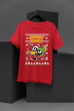 UGLY Retro Looney Tunes Daffy Duck and Marvin the Martian Christmas T-Shirt | Vintage