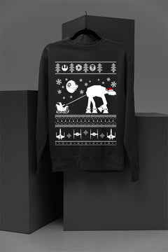 UGLY Galactic Sleigh Star Wars Christmas Sweatshirt | Retro Sci-Fi Festive Sweatshirt | Vintage
