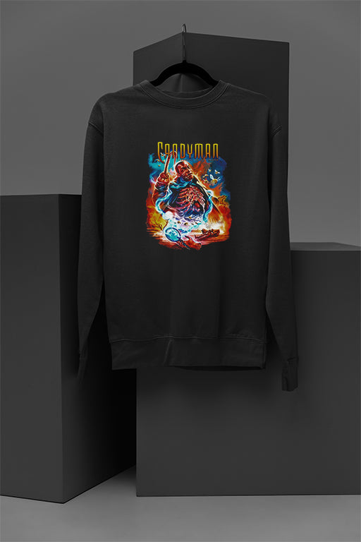 Horror Candyman Cozy Pullover Sweatshirt | Vintage Scare Film Warm Hoodie | Creepy Halloween Apparel
