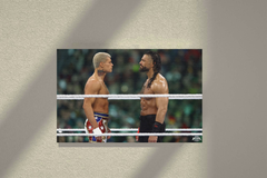 Wrestlemania 40 Canvas Print | Cody Rhodes And Roman Reigns Wrestlemania Staredown Design | Wrestlemania 40 Wrestling Art | Wrestlemania 40 Collectible Decor | Roman Reigns vs Cody Rhodes Wall Art | Wrestlemania Canvas Print