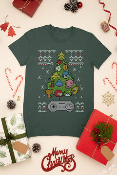 UGLY Nintendo Christmas Tree | Retro Mario Holiday Tee | Vintage Gamer Xmas Shirt