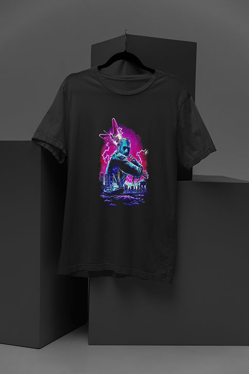 Horror Michael Myers Neon Design | Vintage Horror Film Tee | Retro Halloween Shirt