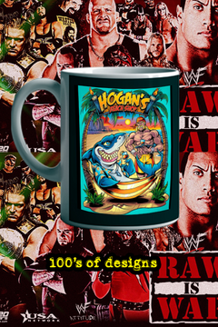 Hogan’s Beach Shop Mug | 11oz Hulk Hogan Tropical Cartoon Cup | Retro Wrestlemania Coffee Gift