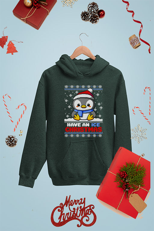 Penguin Parade Kids Christmas Ugly Hoodie