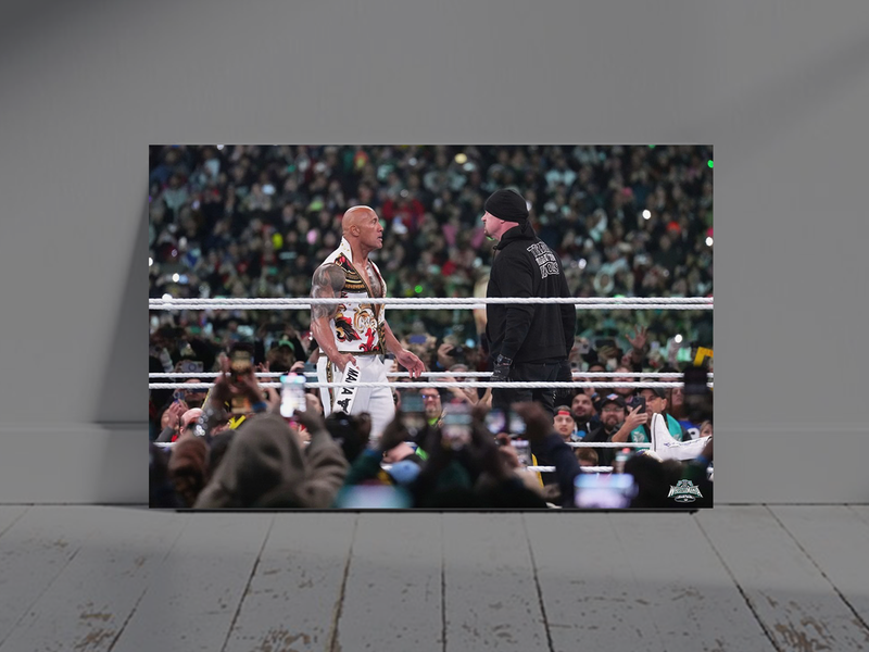 The Rock And The Undertaker Epic Stare  Down - Wrestlemania 40 Poster Print | Premium Gloss | WWE Fan Art | Wrestlemania 40 Memorabilia | Wall Decor Gift | The Rock Vs Undertaker Art Print