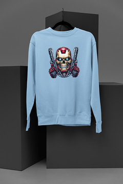 "Marvel Inspired Iron Man Skull Sweatshirt | Superhero Fan Apparel | Metallic Design | Comic Book Fashion | Avengers Inspired Clothing"