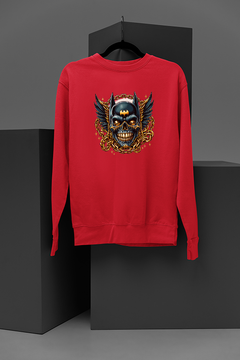 "Urban Gotham Loom | DC Comics Inspired Batman Skull Sweatshirt | Gold Chain Wrapped Graphic | Streetwear Style | Trendy Urban Fashion"