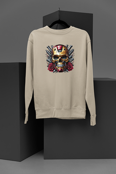 "Iron Man Inspired Metallic Skull Sweatshirt | Marvel Merch Apparel"