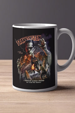 Halloween Frankenstein 11oz Mug | Horror Film Poster Design | Classic Frankenstein Art | Spooky Movie Memorabilia