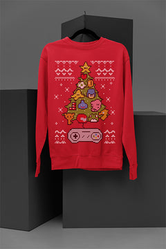 UGLY Nintendo Christmas Tree | Retro Mario Holiday Sweatshirt | Vintage Gamer Xmas Top