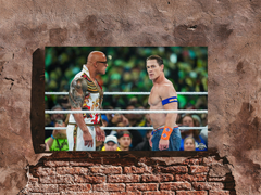 Wrestlemania 40 The Rock And John Cena Staredown Poster | Limited Edition Wrestlemania 40 Print | Iconic WWE Wrestlemania 40 Moment | Collector's Item Wrestling Art Print | Exclusive Wrestlemania 40 Memorabilia | Decor for