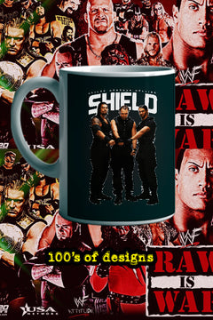 THE SHIELD 11oz Mug | WWE The Shield Superstars Design - Dean Ambrose Seth Rollins Roman Reigns - Wrestling Fan Gift