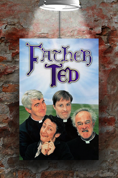 Father Ted Dermot Morgan Premium Gloss Poster | Irish Comedy TV Show | Ted Crilly Design | Skeletal Nuns | Unique Pop Art Poster