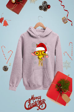Goofy Giraffe in a Santa Hat | Kids Christmas Ugly Hoodie