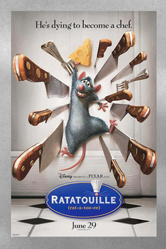 Ratatouille Gloss Poster featuring Remy and Linguini | Film Fan Art | Chef's Kitchen Decor