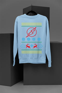UGLY Flashy Christmas Delight | DC The Flash Logo | Holiday Speedster Fun | Retro Era