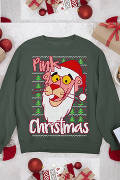 UGLY Retro Pink Panther Christmas Sweatshirt | Pink Panther Pink Christmas Sweatshirt | 60s Style