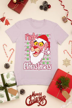 KIDS UGLY Pink Panther Pink Christmas Shirt | Retro Kids Christmas Tee | Vintage Cartoon Ugly