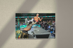 Wrestlemania 40 Canvas Print | Roman Reigns Slams Cody Rhodes Through Announce Table Design | Wrestling Art Decor | WWE Fan Gift | Sports Memorabilia