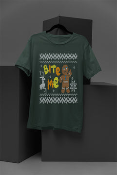 UGLY Gingerbread Bite Me Xmas T-shirt | Festive Gingerbread Men | Bite Me Christmas