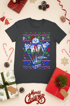 KIDS UGLY Ghostbusters Marshmallow Man Christmas T-shirt | Kids Christmas Ugly Design |