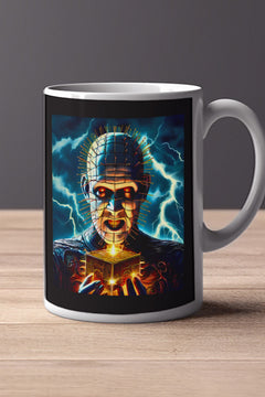 Halloween PinHead 11oz Mug | Horror Film Poster Design | Creepy Movie Buff Gift
