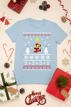 KIDS UGLY Retro Super Mario Christmas T-shirt | Kids Holiday Geeky Tee | Classic Video