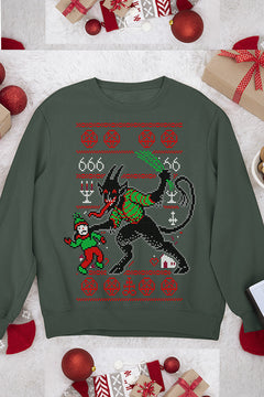 UGLY Krampus Christmas Sweatshirt - Vintage Era Horror | Festive Ugly Design | Retro Demon