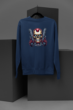 "Marvel Inspired Iron Man Skull Sweatshirt | Superhero Fan Apparel | Metallic Design | Comic Book Fashion | Avengers Inspired Clothing"