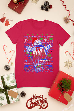 KIDS UGLY Ghostbusters Marshmallow Man Christmas T-shirt | Kids Christmas Ugly Design |