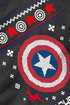 UGLY - Retro Captain America Shield Capachristmas Christmas T-Shirt | Vintage Marvel Fan Apparel |