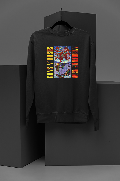 Guns N' Roses Appetite For Destruction | Vintage Rock Band Sweatshirt | 80s Graphic Print Top | Axl Rose Inspired Merch | Classic Rock Apparel | Retro Music Fan Gift