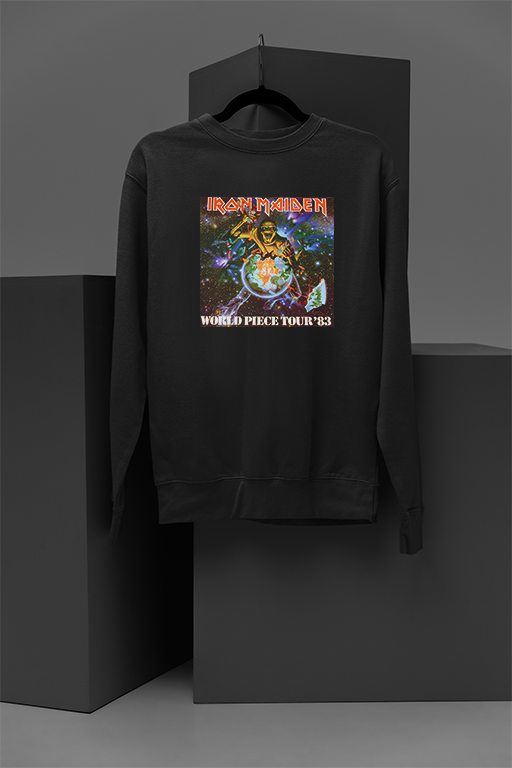 Iron Maiden World Piece Tour 1983 | Vintage Rock Band Sweatshirt | Retro Iron Maiden Merch | 80s Metal Concert Apparel | Classic Iron Maiden Tribute Shirt | Eddie the Head Fanwear | Heavy Metal Music Fashion | Limited Edition Concert Memorabilia |