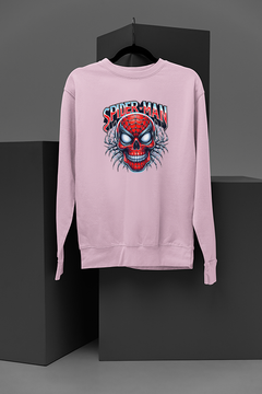 "Men's Marvel-Inspired Spiderman Evil Skull Graphic Sweatshirt | Edgy Spiderman Villain Design | Trendy Comic Book Apparel"