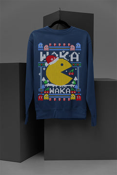 UGLY Retro Pacman Christmas Sweatshirt | Vintage Arcade Gaming | Festive Ugly Design |