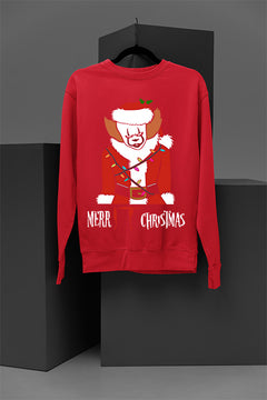 UGLY Yet Festive Pennywise from IT Christmas Sweatshirt | Horror Clown | Stephen King | Red