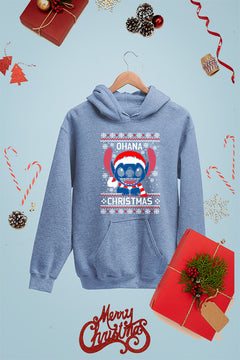 KIDS UGLY Ohana Christmas Hoodie | Lilo and Stitch Ugly Sweater Design