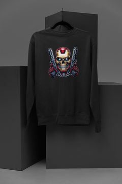 "Marvel Inspired Iron Man Skull Sweatshirt | Superhero Fan Apparel | Metallic Design | Comic Book Fashion | Avengers Inspired Clothing"