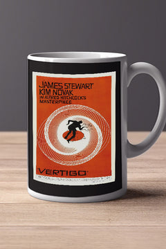 Vertigo 11oz Mug Alfred Hitchcock Kim Novak Film Memorabilia Poster Design | Movie Buff Collectible Coffee Cup