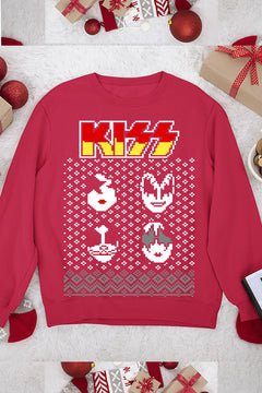 UGLY Rock Legends Kiss Band Logo Faces Christmas Sweatshirt | Vintage Glam Rock | 1970s